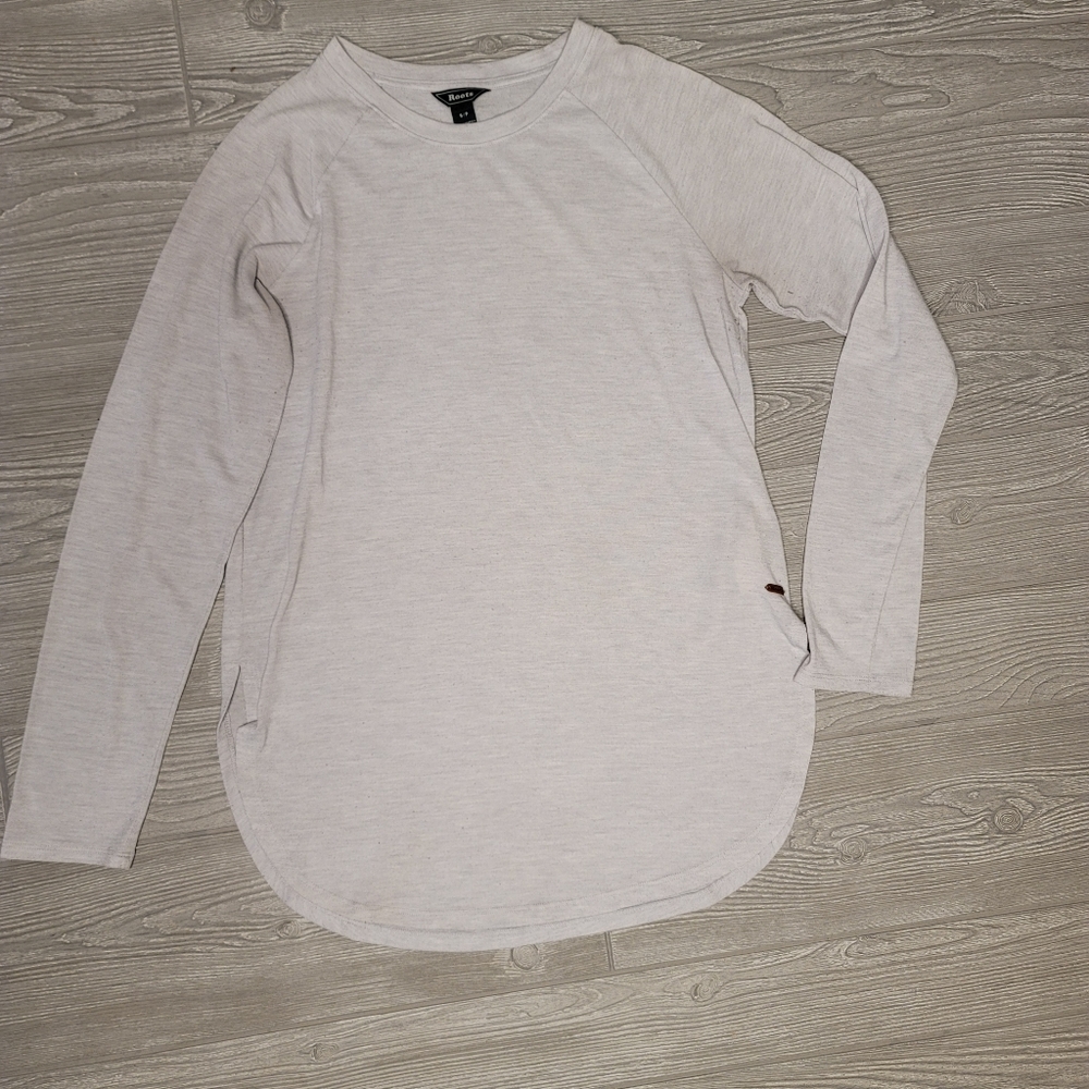 Roots long sleeve cream shirt size small.